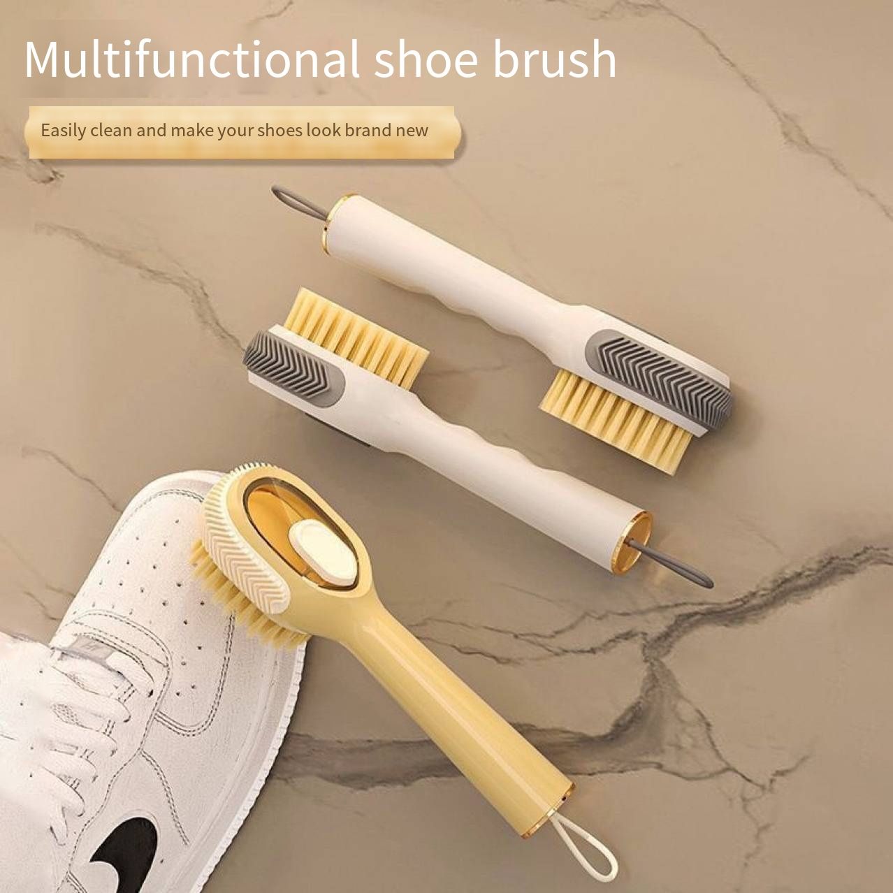 New Multi-Functional Liquid-Filled Shoe Washing Brush With Built-In Detergent Storage Tank, Soft Dense Bristles Non-Scratch Stain Remover Scrubber, Portable Household Cleaning Tool For Sneakers, Leather Shoes