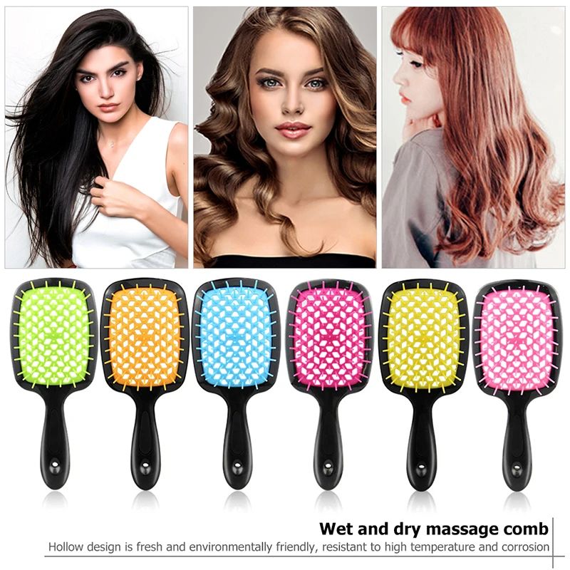 Hollowed Wide Teeth Air Cushion Combs Women Scalp Massage Comb Hair Brush Wet Dry Hair Detangling Salon DIY Hairdressing Tool