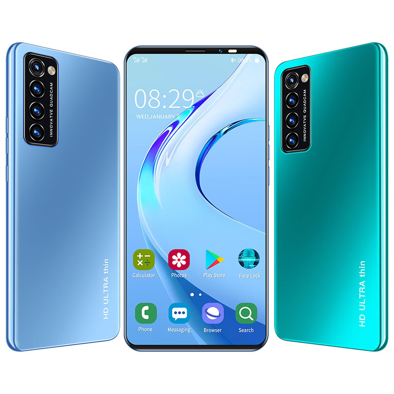 LADAVD High-definition ultra-thin rino4 Pro 5.8-inch 5G dual card dual standby Android phone 512GB Mobile Unicom smartphone 48 million camera dual-core CPU battery capacity 4800MAH Smartphone face recognition, fake fingerprint unlocking in the screen, with WIFI+BT+FM+GPS, Micro USB interface