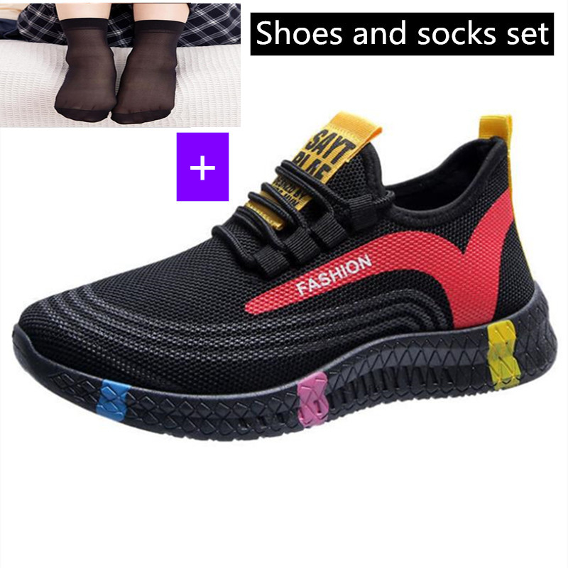 European and American fashion women shoes and socks set ladies shoes for women school shoes rubber shoes （A pair of shoes + a pair of socks）