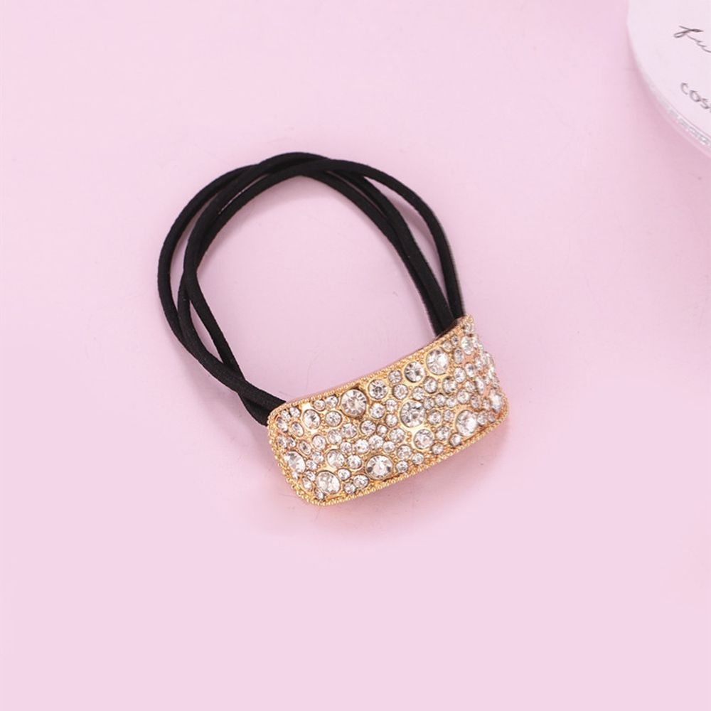 South Korea Dongdaemun Arc Water Diamond Shining Hair Ring Female Hair Tie Jewelry Headrope Female Elastic Leather Band Hair Rope