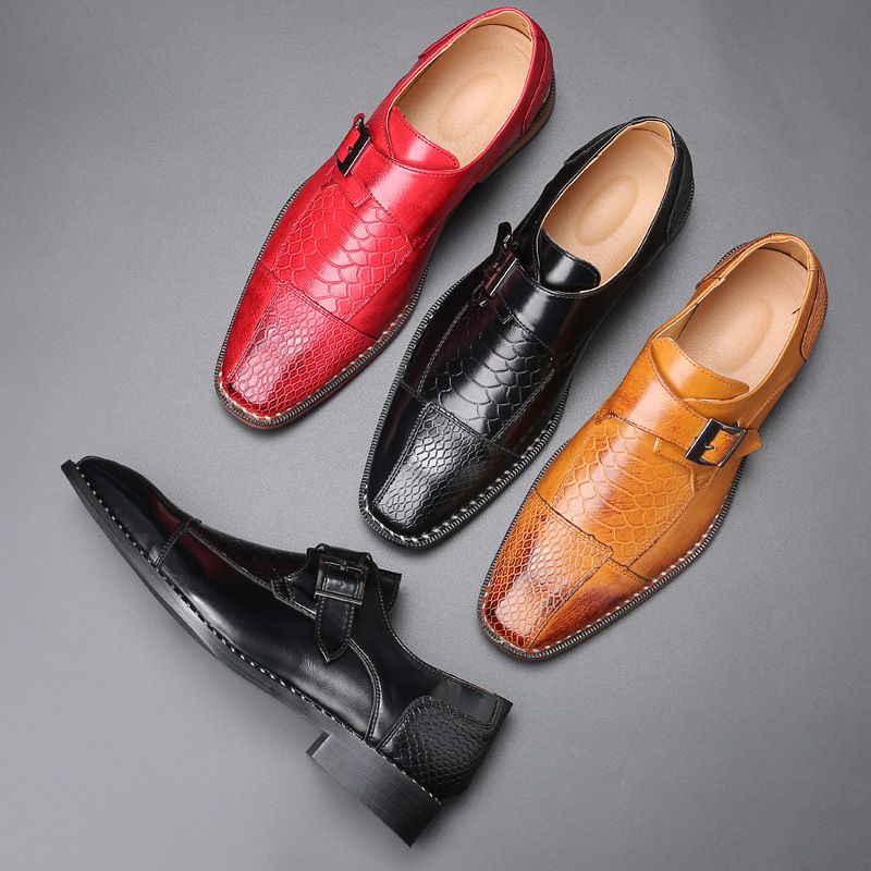 Spring new business casual men's shoes: British pointed-toe leather shoes, men's belt-buckle trendy shoes, men's cross-border shoes