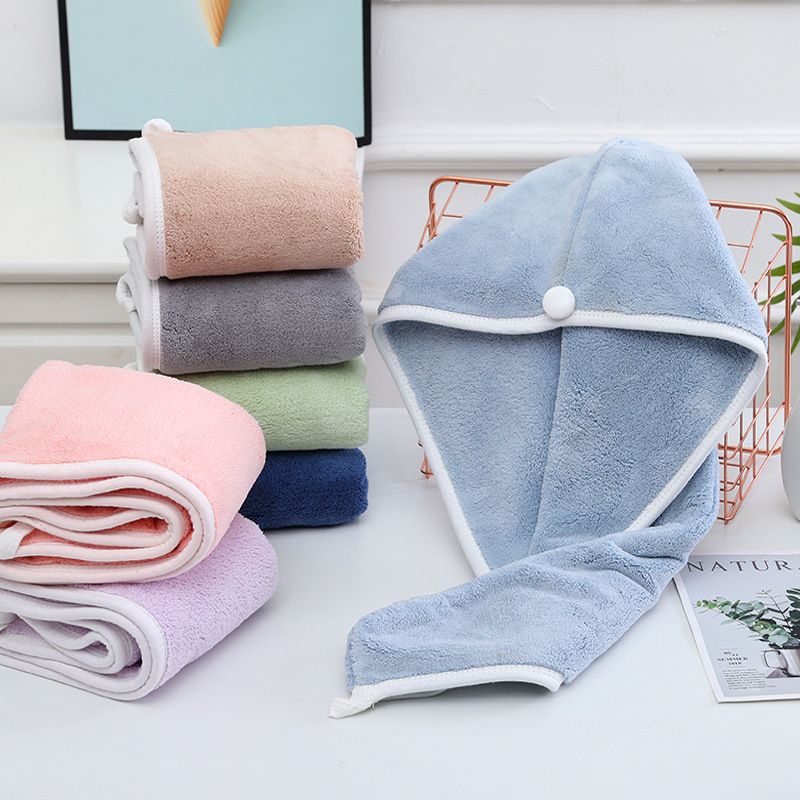 p16344 Coral Velvet Thicken Multicolored Ladies Shower Cap Soft Quick Dry Hair Cap