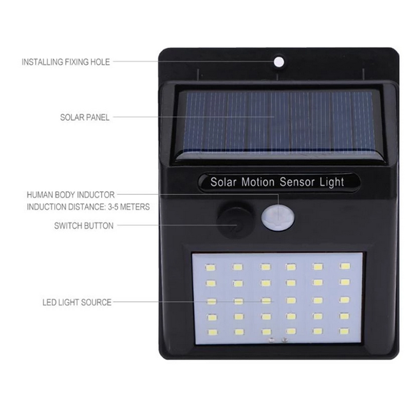 Led solar powered lights outdoor waterproof dwaterproof water garden decoration lamps solar wall lamp 30 leds pir motion sensor solar lights