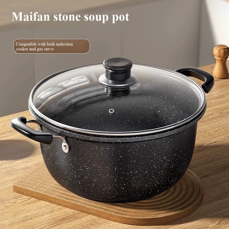 Maifan Stone Nonstick Large Capacity Soup Pot Multipurpose Pot with Steamer All-in-One Cooker for Home Soup Stewing Cooking