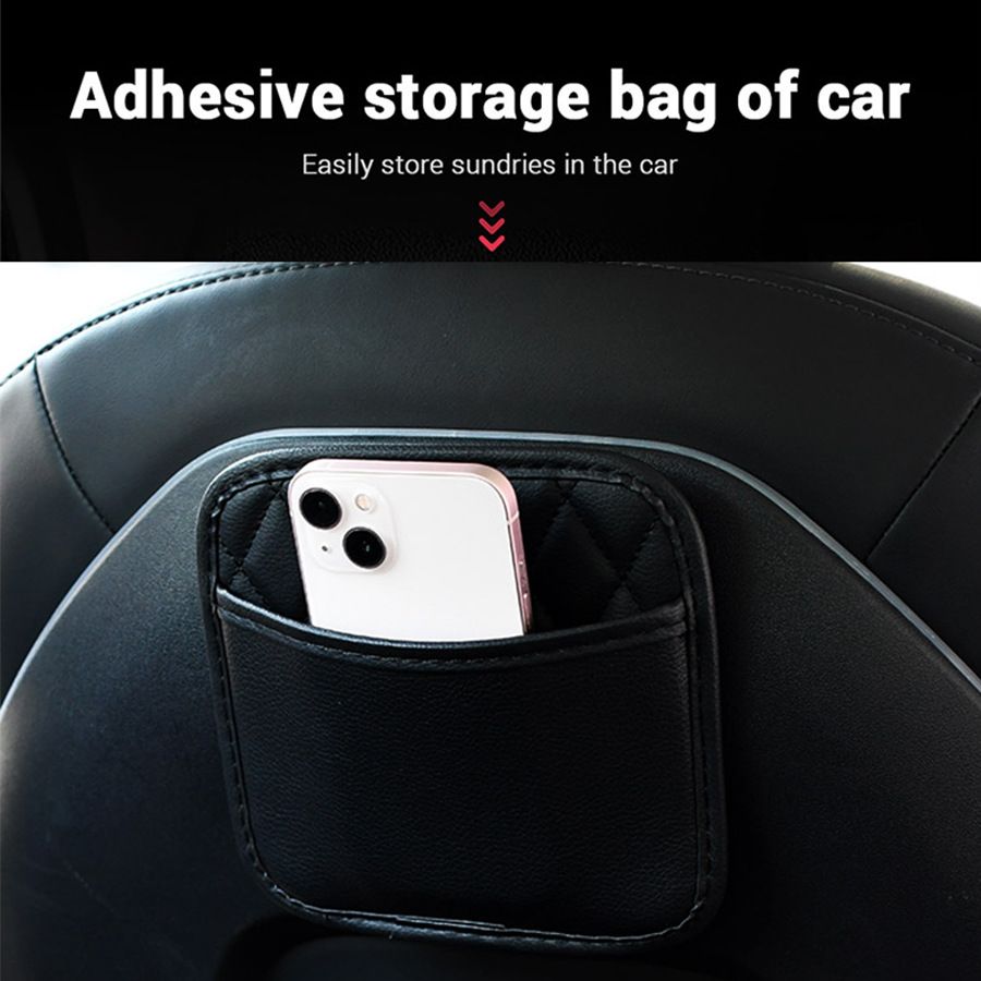 Car Leather Storage Bag Paste Hanging Mobile Phone Organizer Multifunctional Creative Car Storage Box Garbage Bag
