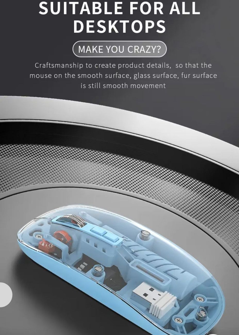 Transparent Wireless Bluetooth Mouse | Multi-Device & Silent 