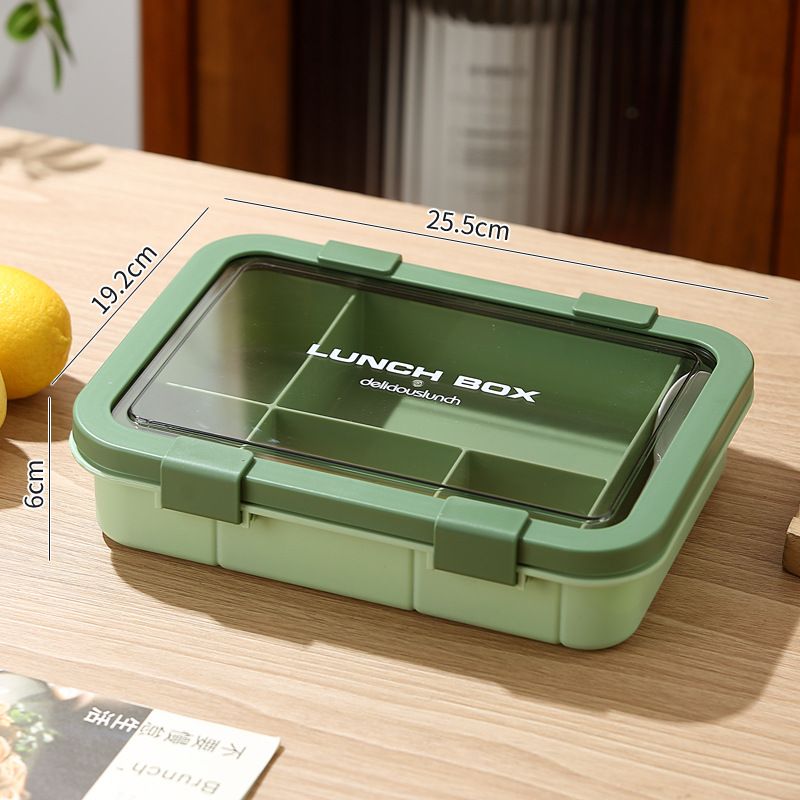 Lunch Box with Compartment Office Worker Light Portable Child Separate Meal Box Kitchen Dining Storage Travel To-Go Food Containersgreen
