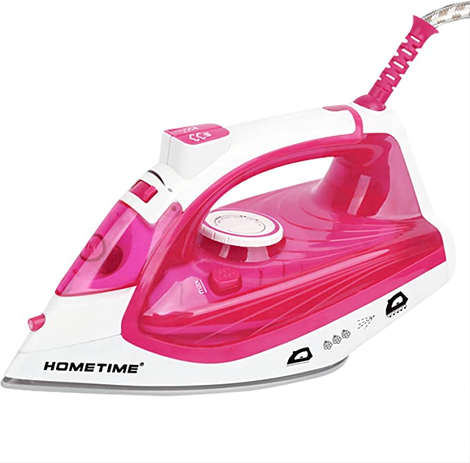 Hometime Durable Electric Steam Iron - 2200 Watts - Red/White