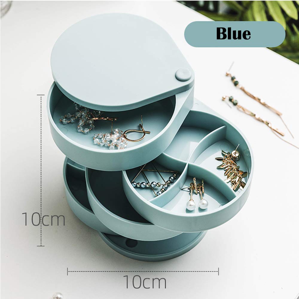 Jewelry Tray Holder Organiser Box, 4 Layer Rotating Jewelry Storage Case for Bracelets/Rings/Necklace/Earrings, Jewelry Storage Box for Women Girls