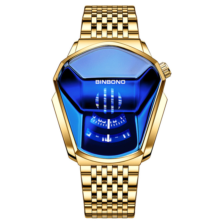 Relogio Masculino 2022 Cool Locomotive Mens Watches Top Brand Luxury Quartz Gold Wrist Watch For Men Waterproof Geometric Shape