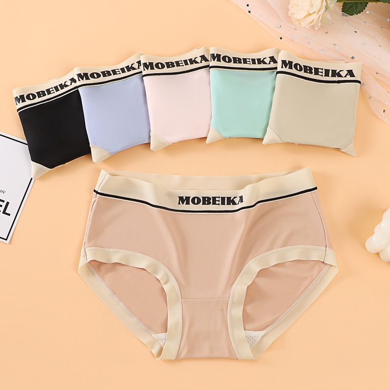207 Women's Summer Ice Silk Underwear Mid Waist Breathable Underwear