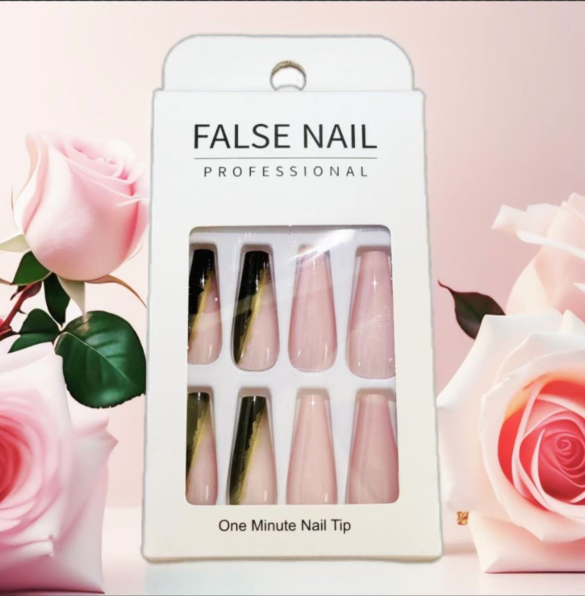 Press on Nail Medium Recyclable False Nails Full Cover Tips Fake Nails 24pcs with Designs Fake Nail for Women and Girls（no glue）01