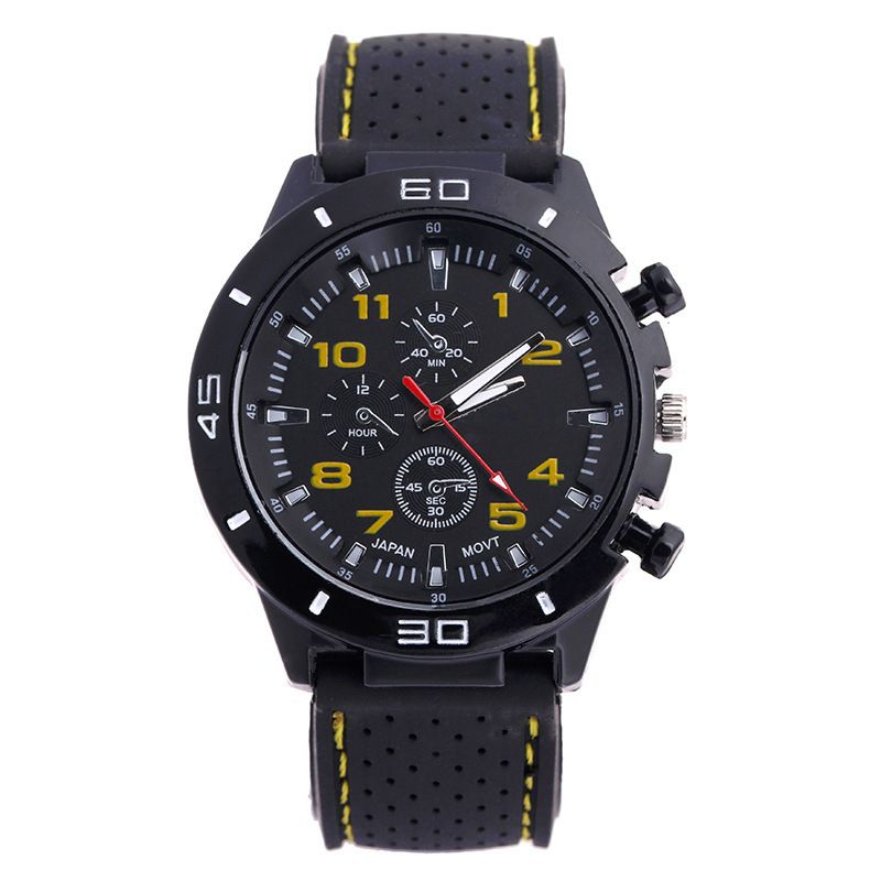 Popular fashion sports men's watch, car line strap, silicone student watch