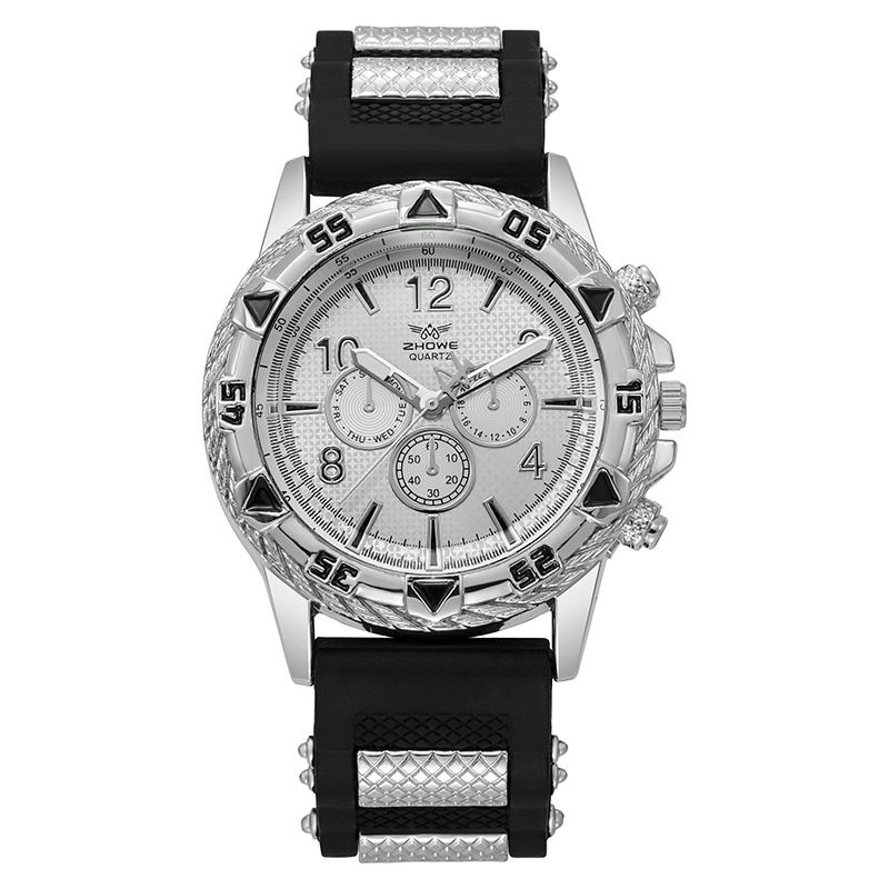 Men Watch, Chronograph Waterproof Sport Analog Quartz Watches Silicon Strap Fashion Wristwatch for Men