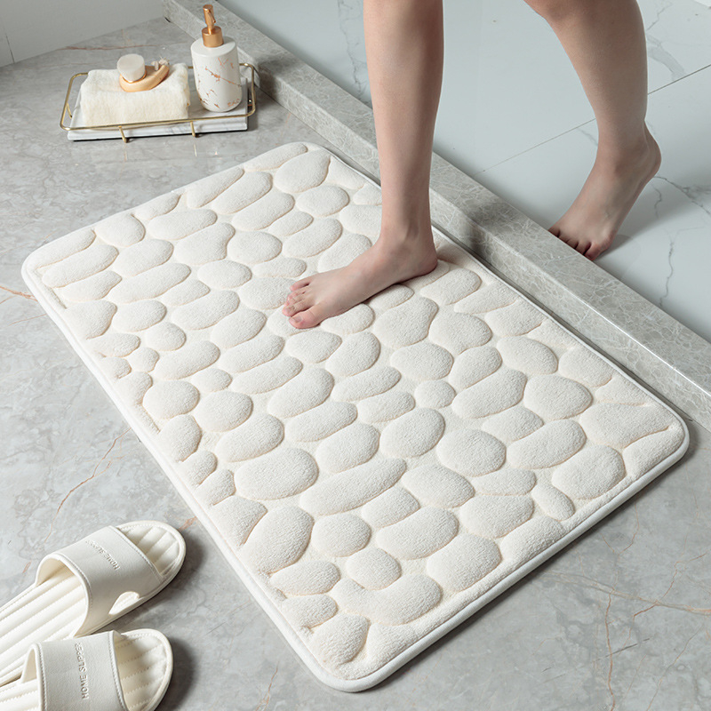 JJD210523 Cobblestone Embossed Bathroom Bath Mat Non-slip Carpets In Wash Basin Bathtub Side Floor Rug Shower Room Doormat Memory Foam Pad