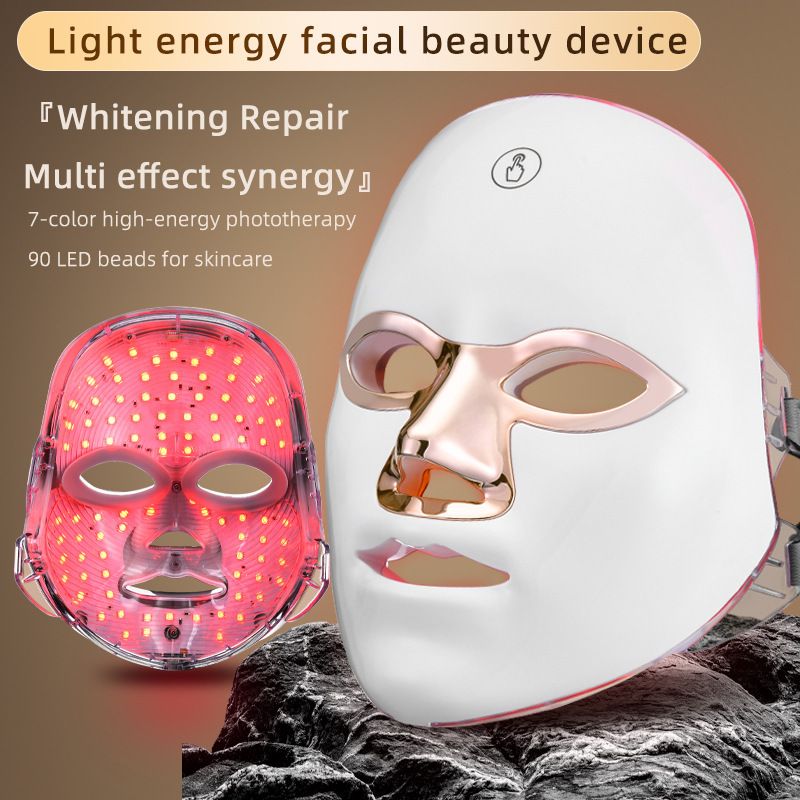 7 Colors Photon LED Beauty Mask Red Light Therapy Facial Mask Rejuvenation Wrinkle Removal Brightening Skin LED Facial Mask Home Salon Skin Care Beauty Instrument