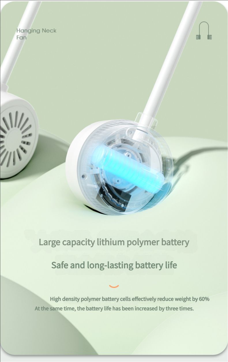 Portable neck fan, air conditioning fan, foldable neck fan, silent portable mini wearable battery powered USB charging 360 degree rotating fan