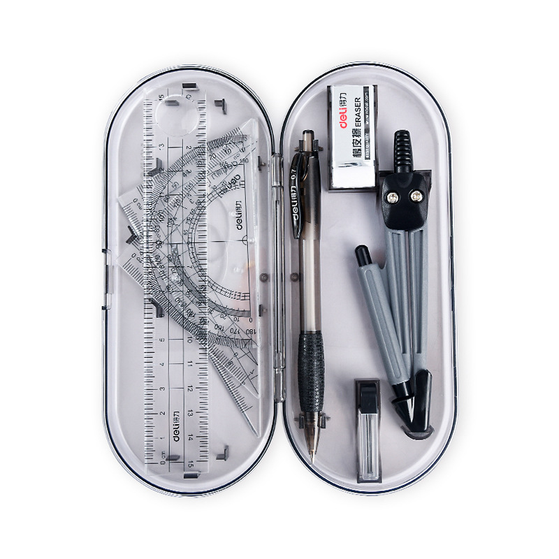 8Pcs School Stationeries Compass Set Math Geometry Kit Student Engineering Drawing Protractor