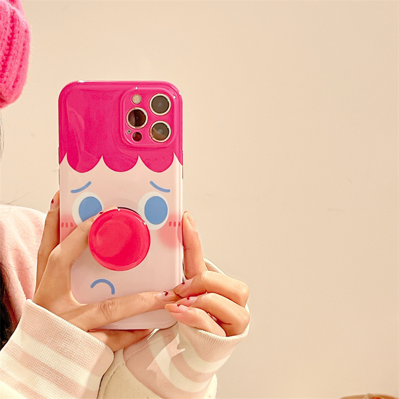 Cute Expression Nose Bracket Ring Holder Stand Soft Phone Case for iphone 13 Pro Max 12 MiNi 11 XR X XS 7 8 plus 6S SE 3 Lens Protective Cover