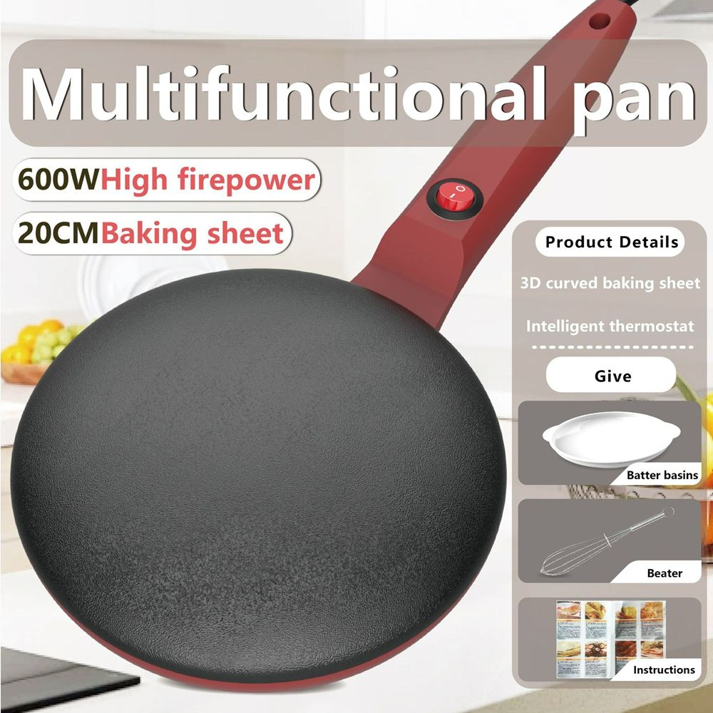 Electric Crepe Maker 8 Inch,  Portable Crepe Maker & Hot Plate Cooktop On/Off Switch, Nonstick Coating, Automatic Temperature Control, Easy To Use For Pancakes, Blintz, Chapati