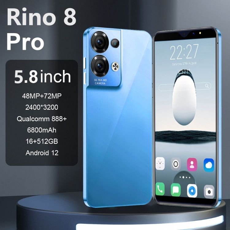 Rino8 pro New 5.0 inch Android smartphone 512GB +16GB front 48MP back 72MP 6800mAh android 12 CRRSHOP smart phone 