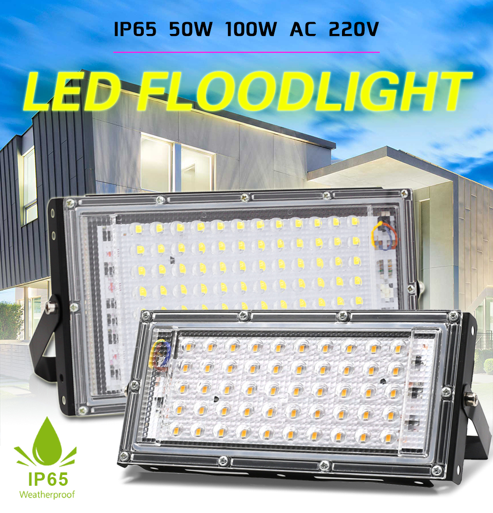 50W Outdoor LED Flood Light Projector Lighting AC 220V 240V Street Spotlight Floodlight Lamp Waterproof Exterior Reflector