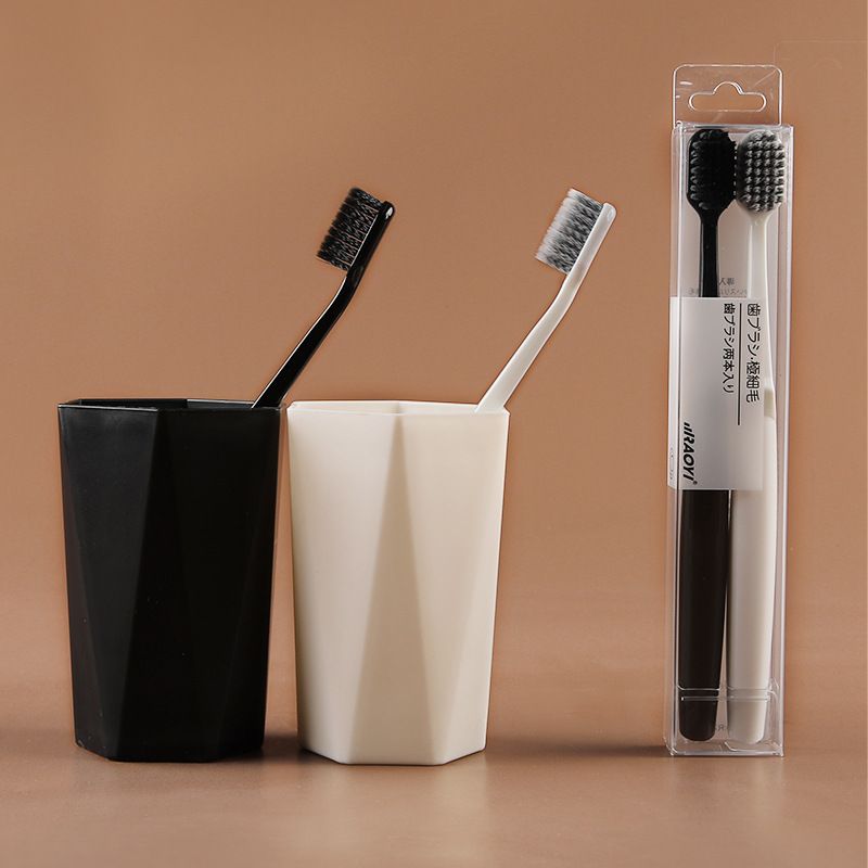 2PCS Adult Soft-bristled Toothbrush Spiral Bristle Toothbrush Scraping Tongue Coating and Non-slip Brush Handle Toothbrush
