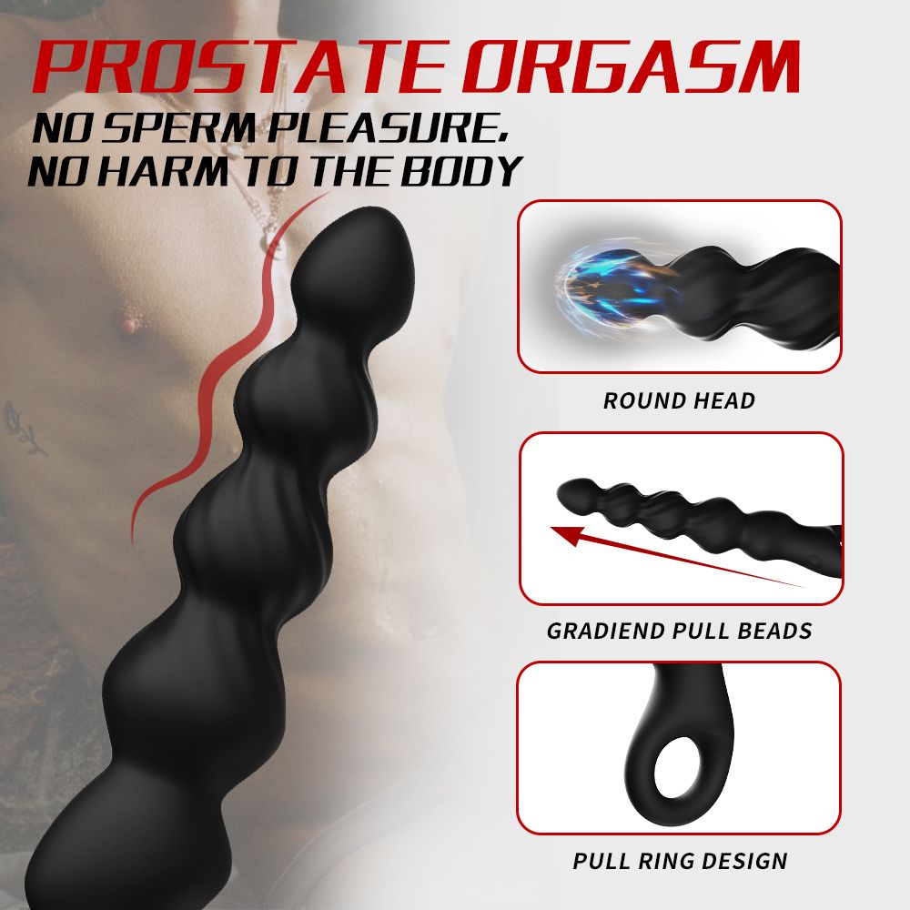 YY810 Anal Beads Sex Toys for Men, Anal Vibrator with Pull Ring Design Adult Toys Prostate Massager with 2 Powerful Motors & 12 Vibrating Modes, Male Sex Toys Dildo Anal Butt Plug for Men Women Couples