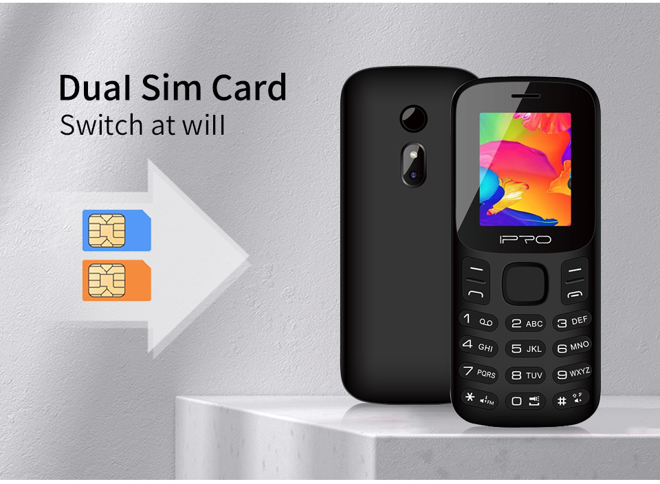 IPRO A20 2G Feature Phone 1400mAh Large Battery FM MP3 Music Playing 0.08MP Camera with Flashlight Torch French English Language 32MB GSM Celular Mobile Phones 