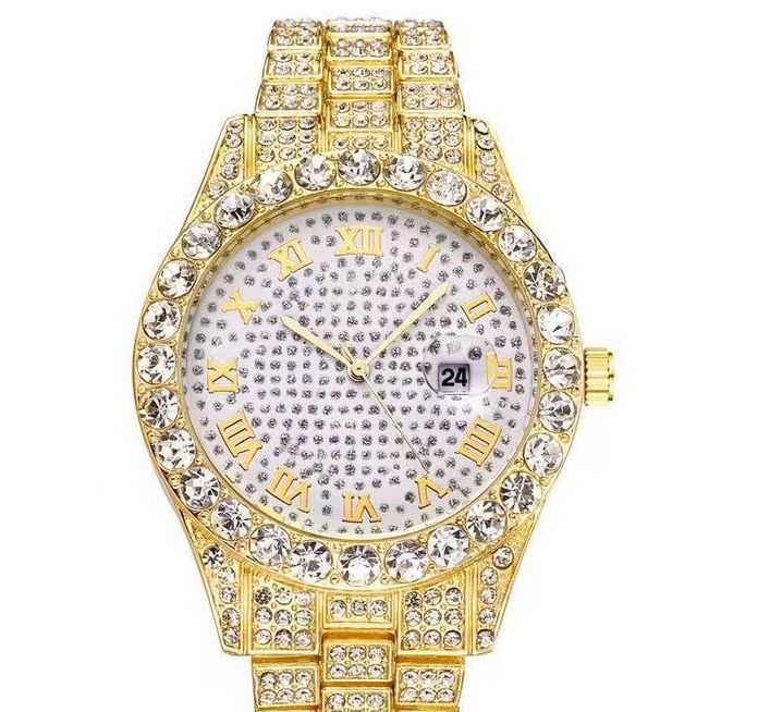 Large dial watch men's watch Roman scale steel strip men's watch Starry Sky business leisure calendar quartz watch