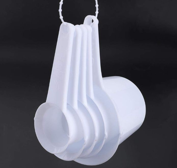 White Plastic Ice Cream Bowl & Spoons Kitchen Set
