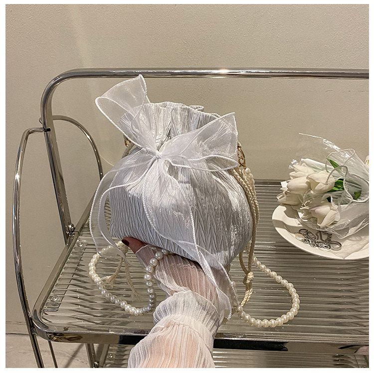 2025 Summer Trendy New Women's Bag, Pearl Pleated Crossbody Bag for Women, Fashion Versatile Single-Shoulder Bag, Korean Niche Texture Ladies' Bag