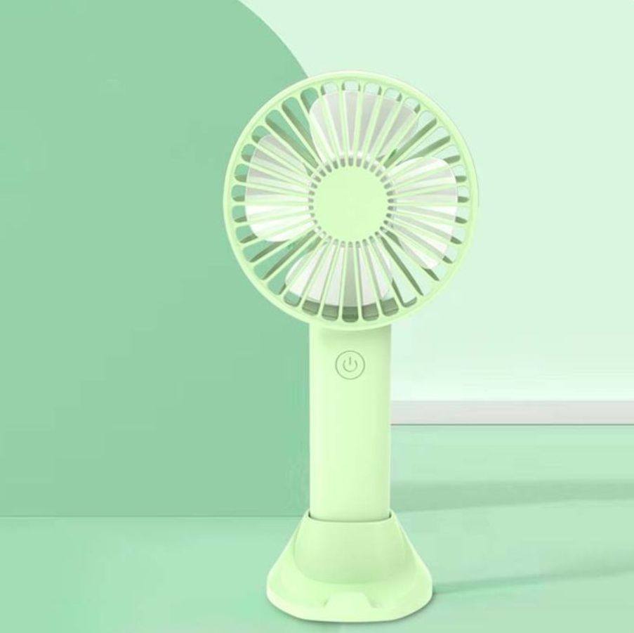 Hand Held USB Rechargeable Fan Desktop Phone Holder - White/ Green/BlueGreen