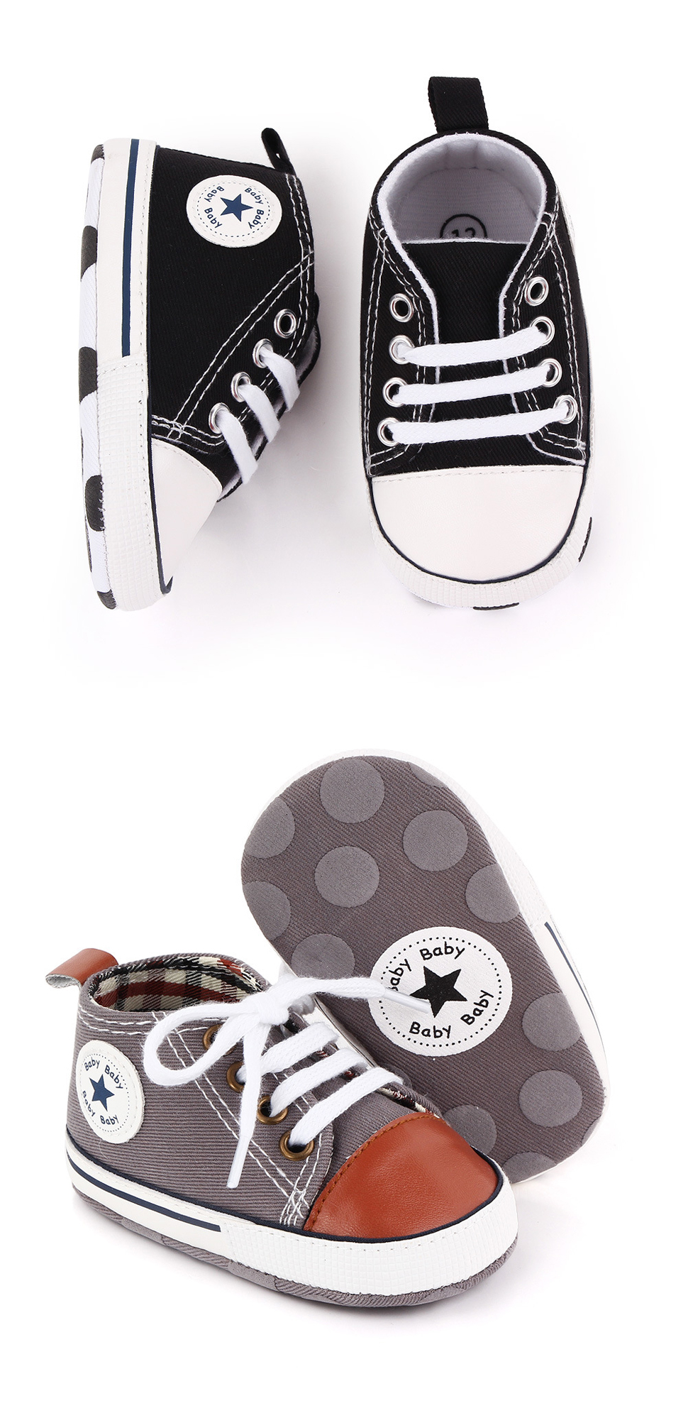 Baby Canvas Classic Sports Sneakers Newborn Baby Boys Girls Print Star First Walkers Shoes Infant Toddler Anti-slip 