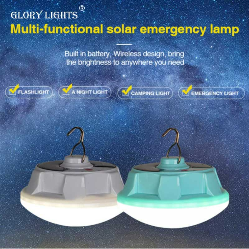 Glory lights Portable USB Rechargeable Remote Control Solar Charge Lantern LED Bulb Lamp Power Off Emergency Night Light Outdoor Camping Tent