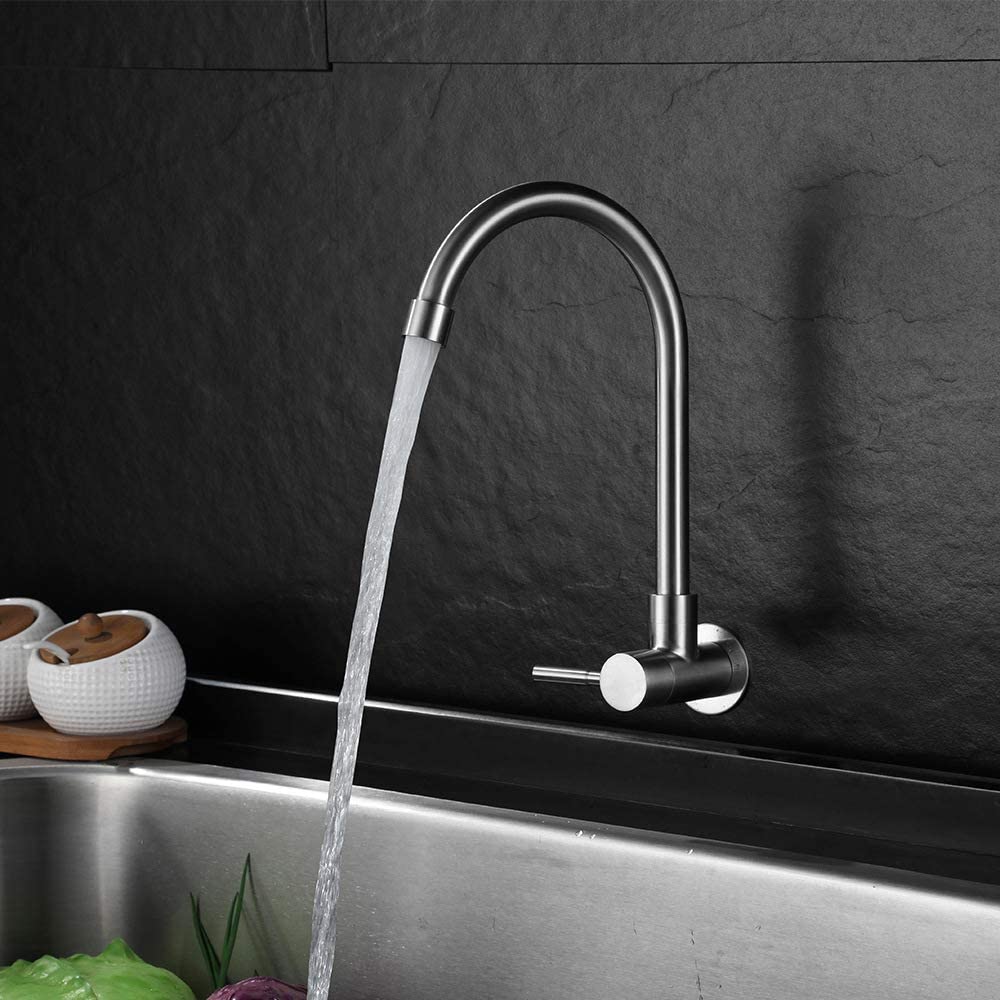 Kitchen Faucet, Cold Water Only Kitchen Taps, Sink Tap with 360°Swivel High Spout, Stainless Steel Tap for Kitchen water tap