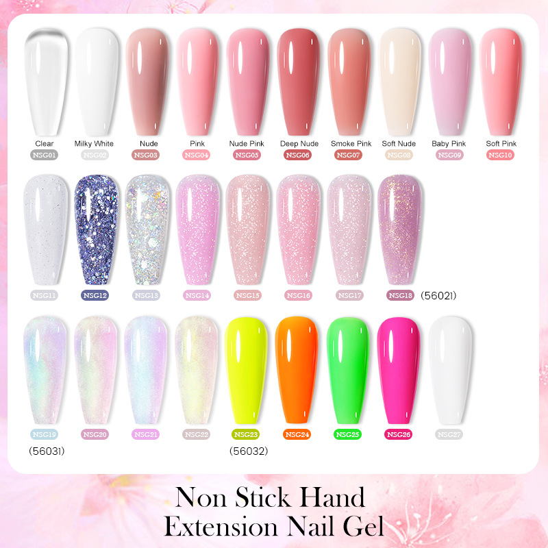 56021 BORN PRETTY 15ML Non Stick Hand Solid Extension Nail Gel Clear Nude Pink Extension Gel Rhinestone Glue Gel Easy to Operate