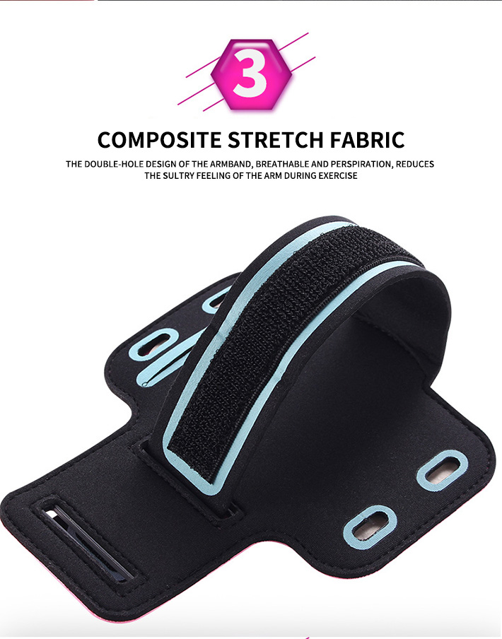 Water Resistant Large Cell Phone Armband Pouch Case with Adjustable Elastic Band & Key Slot for 6.35'' Phone