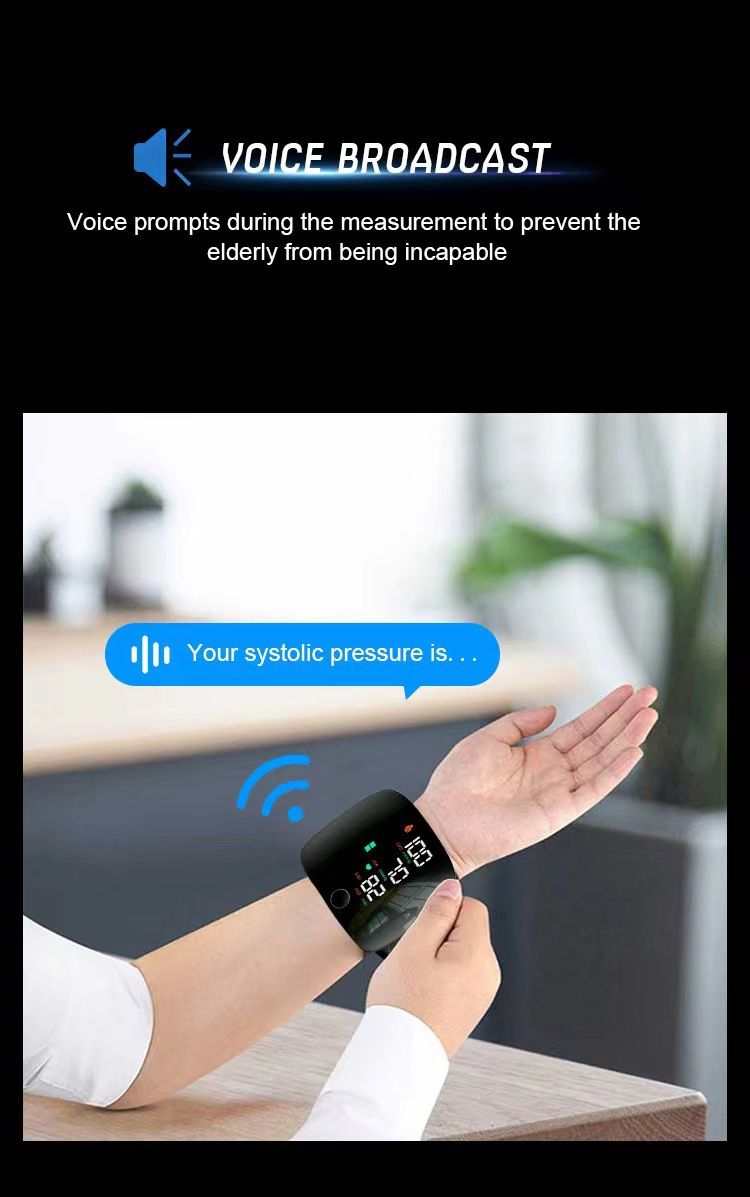 Wrist Type Electronic Blood Pressure Monitor, Fully Automatic Intelligent BP Measuring Device, Rechargeable Touch Control Blood Pressure Tester
