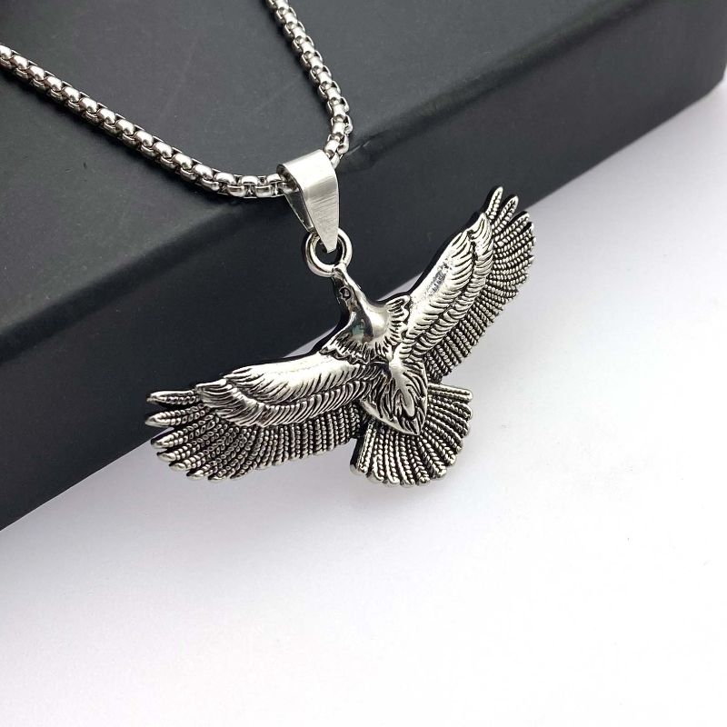 Eagle pendant necklace CRRSHOP Stainless steel necklace Eagle spreading its wings free shipping