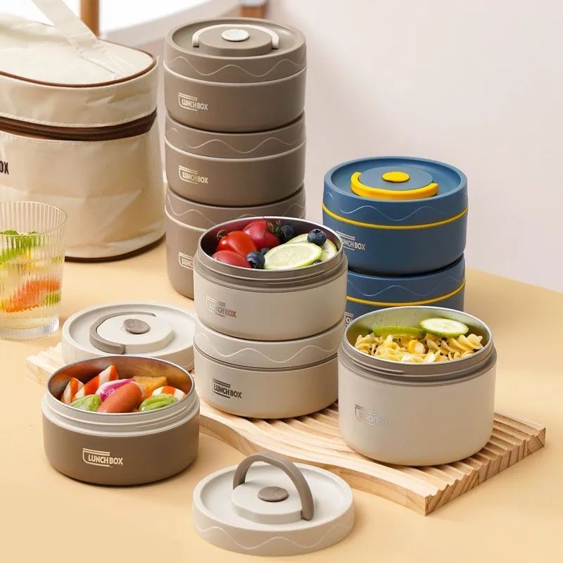 304 stainless steel insulated lunch box sealed and leak-proof portable office worker student single multi-layer mini bowl with lid heating pot lunch box