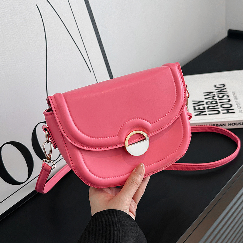 9254-QS Women's Spring and Summer New Simple Solid Color Cross-Body Bag Suction Buckle Small Square Bag