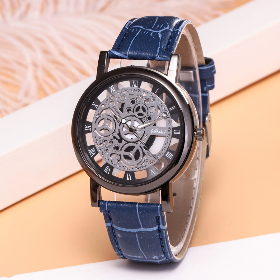 1071# Watch For Men PU Leather Band Hollowing out Analog Alloy Quartz Wrist Watches women Watch Clock