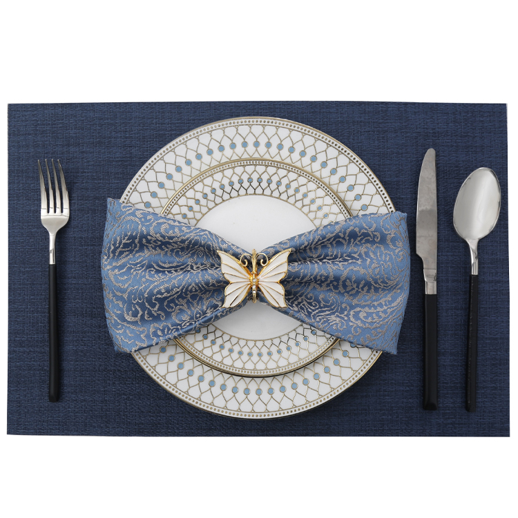 Createshao PVC Woven Printing Rectangular Teslin Placemat Waterproof Non-slip Table Mat Jacquard Table Mat
