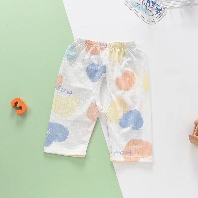 Baby Summer Open-Crotch Pants, Cute Printed Cotton 3/4 Pants, Breathable Casual Trousers for Toddler Infants, Sizes 73-110cm, Single Pack, Soft Baby Pants for Boys Girls
