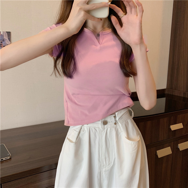 165 Women's Design Sense Slim Casual T-shirt Short Sleeves
