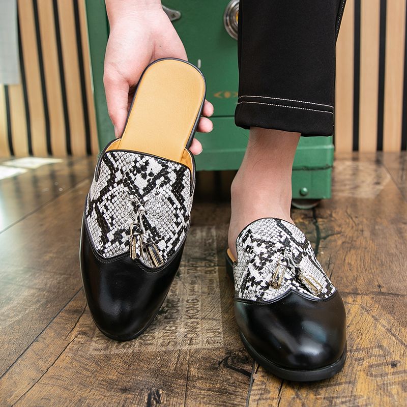 Youth Men Leisure Cool Mules Man Summer Slippers Fashion Casual Leather Loafers Flats Shoes Pu Breathable Slip On Footwears For
