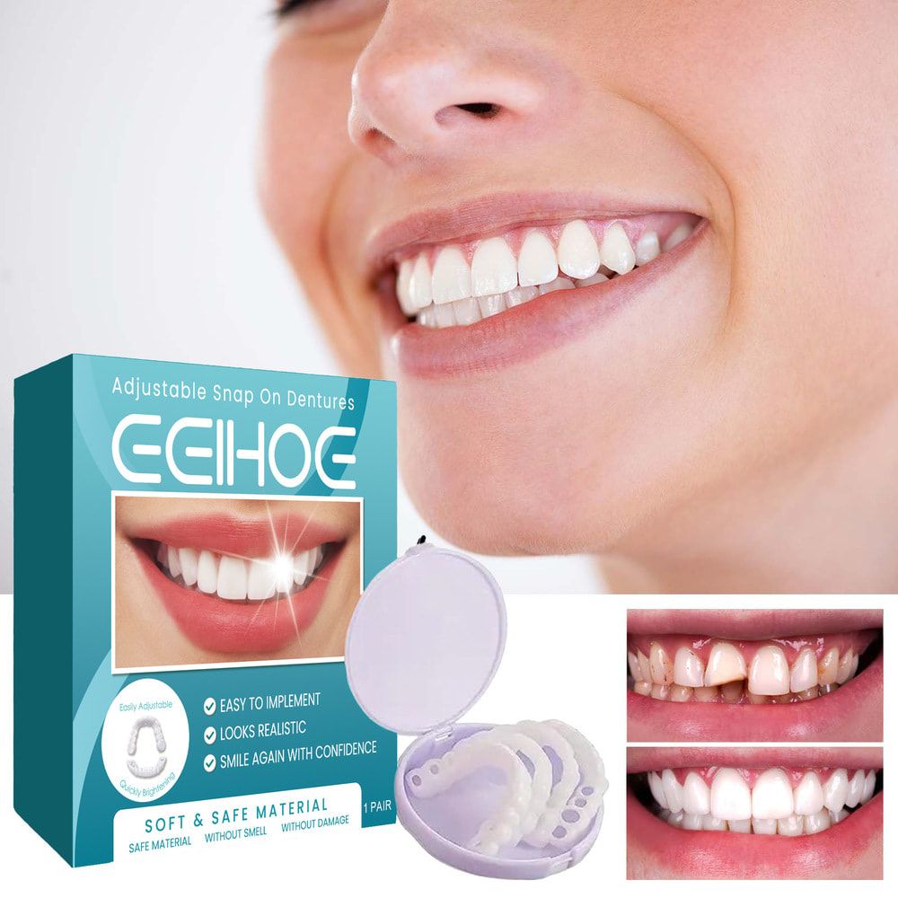 EELHOE Adjustable Snap-on Dentures Cosmetic Teeth Interdental Braces Orthodontic Denture Kits for Women and Men