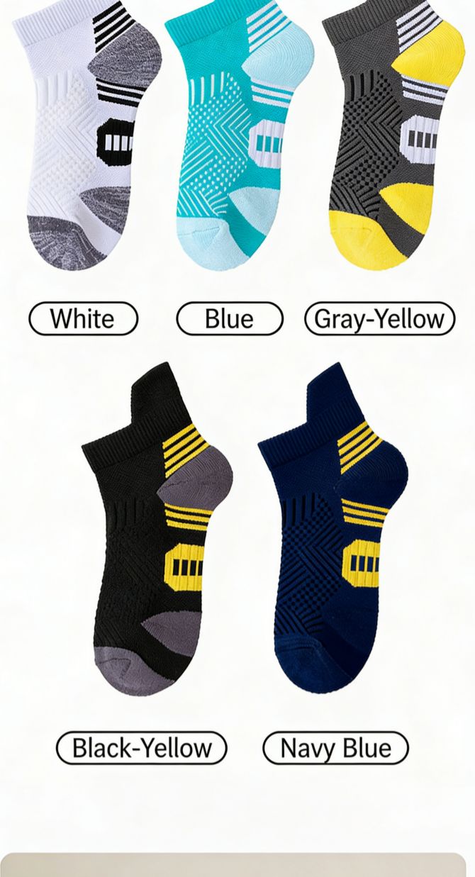 Men's Professional Sports Socks, Quick Dry Fitness Running Socks, Thickened Heel & Toe, Wear Resistant Non-Slip Low Cut Socks for All Seasons
